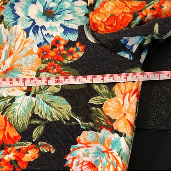 Floral Bodycon Orange and Black Midi Dress - Picture 8 of 8